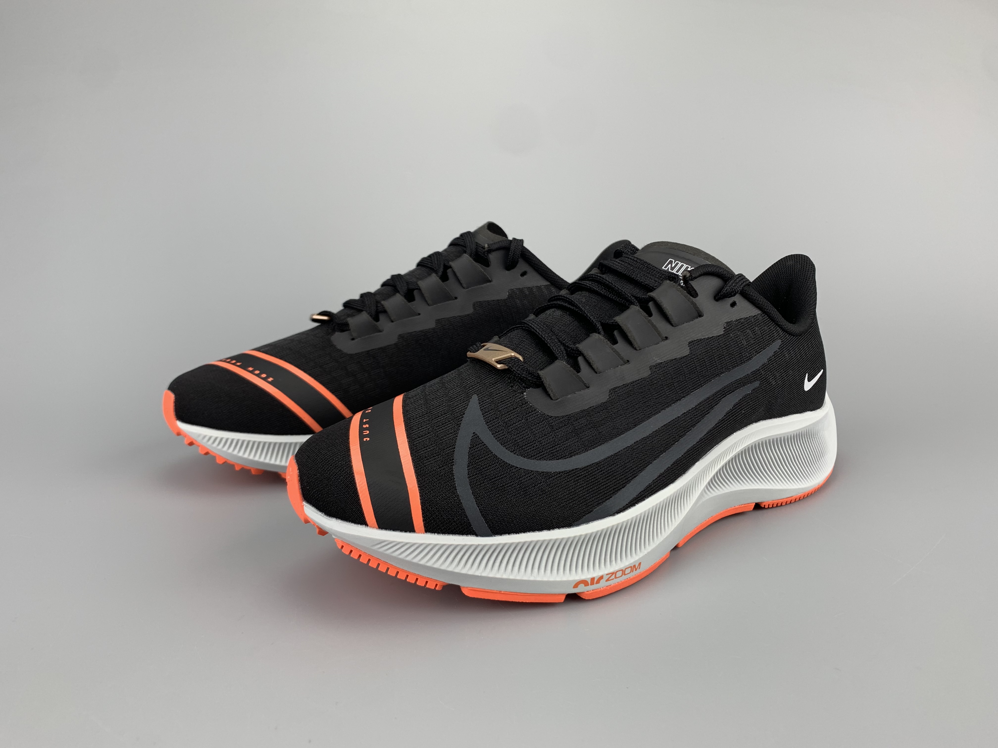 Nike Zoom Pegasus 37 Black White Orange Shoes - Click Image to Close